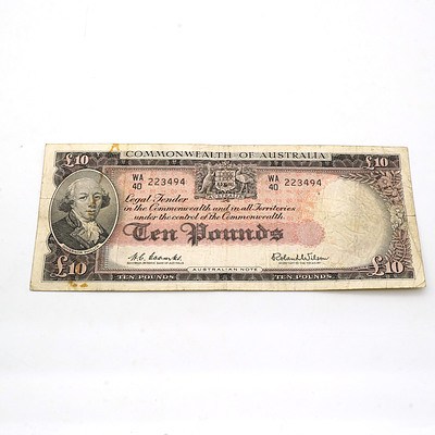 Commonwealth of Australia Coombs/Wilson Ten Pound Note WA40223494