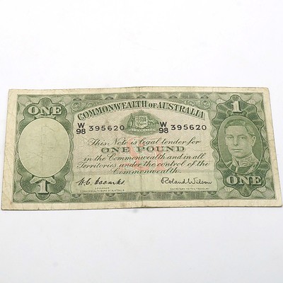 Commonwealth of Australia Coombs/Wilson One Pound Banknote, W98 395620