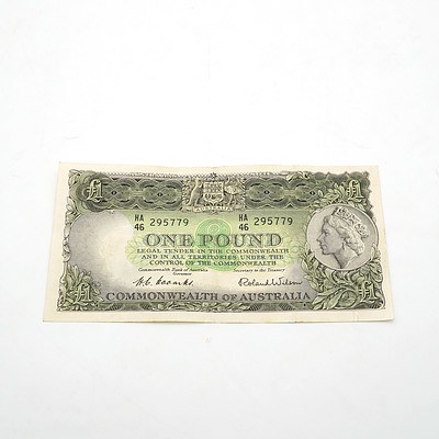 Commonwealth of Australia Coombs / Wilson One Pound Note, HA46 295779