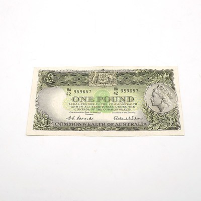Commonwealth of Australia Coombs / Wilson One Pound Note, HA42 959657