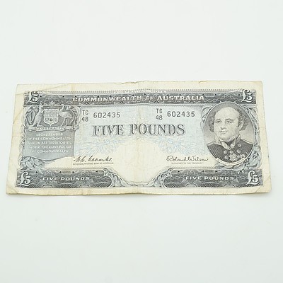 Commonwealth of Australia Coombs / Wilson Five Pound Note, TC48 602435