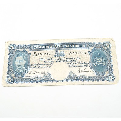 Commonwealth of Australia Armitage / McFarlane Five Pound Note, R45 231728