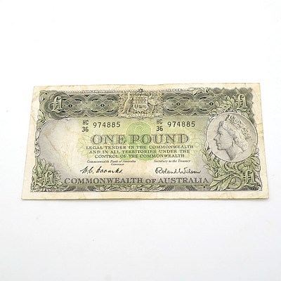 Commonwealth of Australia Coombs / Wilson One Pound Note, HC36 974885