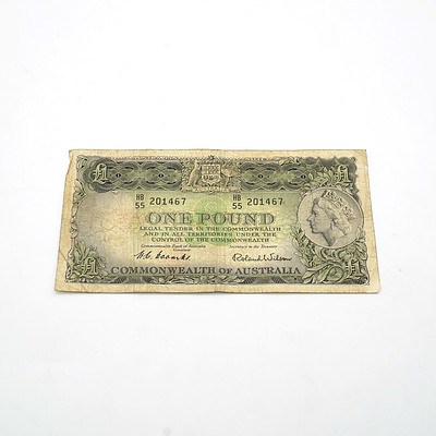 Commonwealth of Australia Coombs / Wilson One Pound Note, HB55 210467
