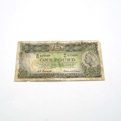 Commonwealth of Australia Coombs / Wilson One Pound Note, HB92 673684