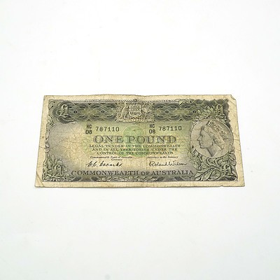 Commonwealth of Australia Coombs / Wilson One Pound Note, HC08 787110