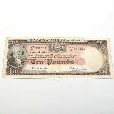 Commonwealth of Australia Coombs/Wilson Ten Pound Note WA 22 932553