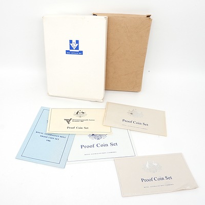 Australian Proof Coin Sets Including 1981, 1982, 1983, 1980, 1985 and 1986