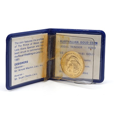 1981 Australian 22ct Gold $200 Coin, Royal Wedding Commemorative Coin, 10g