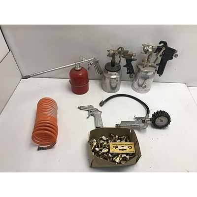 Three Spray Guns and Other Air Powered Tools