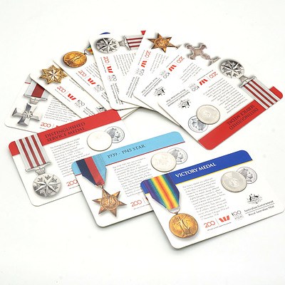 Ten 2017 Legend of Anzac 20c and 25c Carded Coins