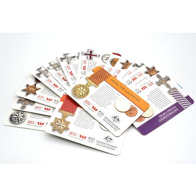 Fifteen 2017 Legend of Anzac 20c and 25c Carded Coins