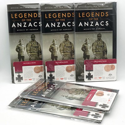 Five 2017 25c Victoria Cross Legend of ANZAC Carded Coin & Folder