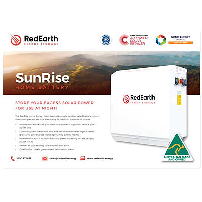 Red Earth SunRise 6.5kWh Home Battery system - delivered and installed