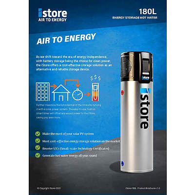 iStore 180L Air to Energy hot water system