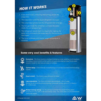 iStore 180L Air to Energy hot water system