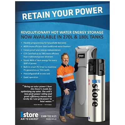 iStore 180L Air to Energy hot water system