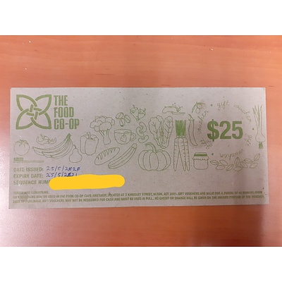 $25 food voucher at the Food Co-op Shop