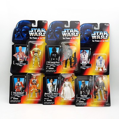 Six Kenner 1995 Star Wars Figures, Including R2-D2, C-3PO and More on Red Card, New Old Stock