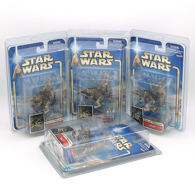 Four Hasbro 2002 Star Wars Attack of the Clones Collection Two Massiff, New Old Stock