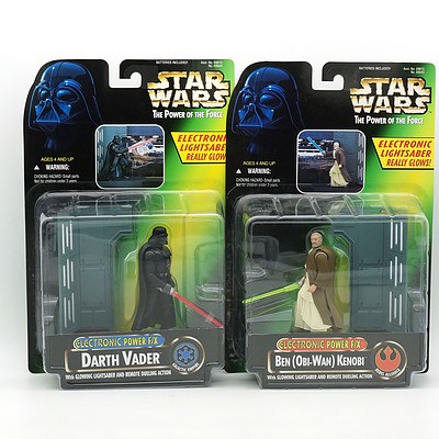 Kenner 1996 Star Wars Electronic Power F/X Darth Vader and Obi Wan, New Old Stock