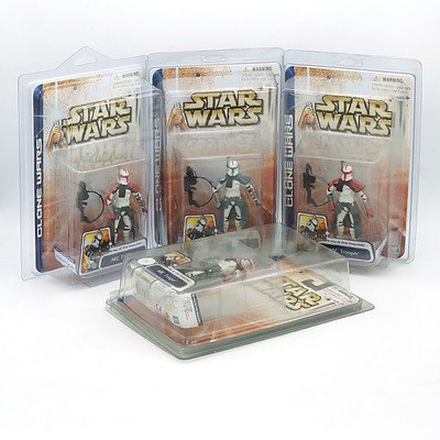 Four Hasbro 2003 Star Wars Clone Wars Army of the Republic ARC Trooper, Including US Version, New Old Stock