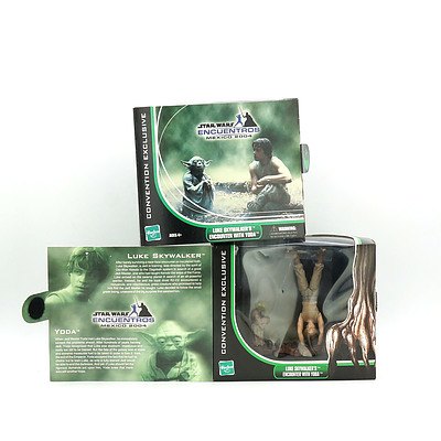 Two Hasbro 2004 Star Wars Mexico Convention Exclusive Luke Skywalker's Encounter with Yoda, New Old Stock