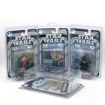 Hasbro 2004 Star Wars The Original Trilogy Collection Four Versions of Luke Skywalker, New Old Stock
