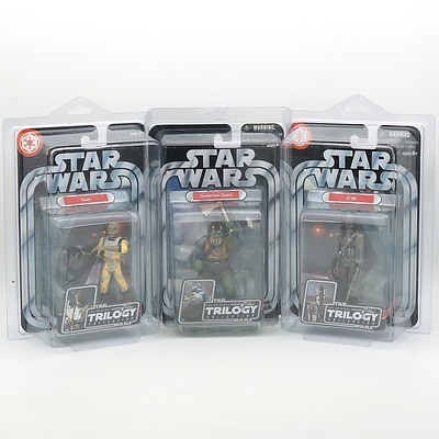 Three Hasbro 2004 Star Wars The Original Trilogy Collection Figures, Including Bossok, Gamorrean Guard, and IG-88, New Old Stock