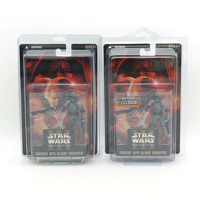 Two Hasbro 2005 Star Wars Revenge of the Sith Covert Ops Clone Trooper, New Old Stock