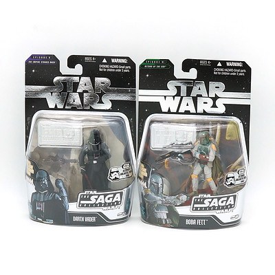 Hasbro 2006 Star Wars The Saga Collection with Exclusive Hologram Figure, The Ultimate Galactic Hunt 2006, Vader and Boba Fett, New Old Stock