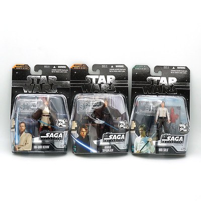 Hasbro 2006 Star Wars The Saga Collection with Exclusive Hologram Figure, The Ultimate Galactic Hunt 2006, Kenobi, Solo and Skywalker, New Old Stock