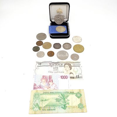 USA 1974 $1 Dollar, Netherlands 1945-1970 Medallion, International Banknotes and More