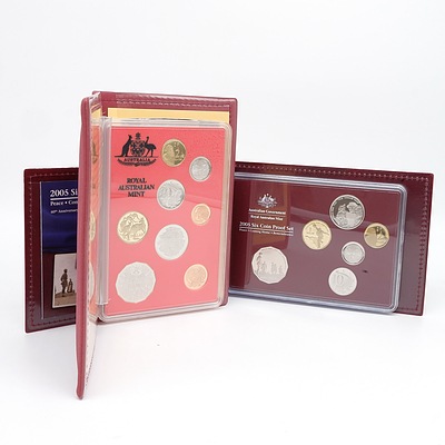 A 2005 60th Anniversary of the End of WWII Six Coin Proof Set and a 1990 Eight Proof Coin Set