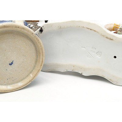 Group of Collectables, Including Silver .925 Bon Bon Dishes, Antique Decorative Tiles, Porcelain Figurine and More