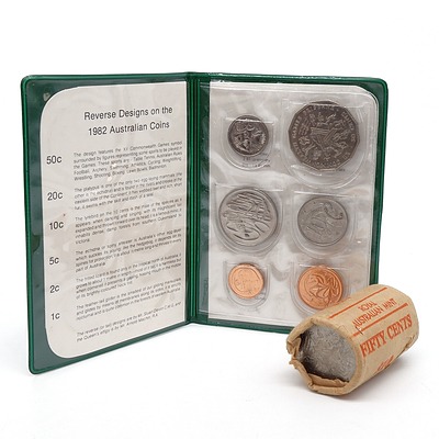 RAM 1982 Commonwealth Games 50c Roll and 1982 Commonwealth Games Six Coin Album