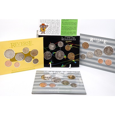 Four RAM Uncirculated Coin Sets, Including Two 1987 Mint Set, 1988 Mint Set - Bicentenary and 1992 Olympic Games