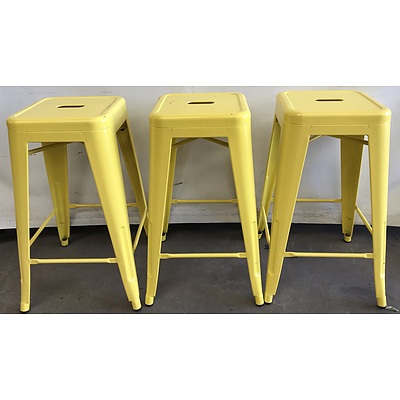 Three Yellow Bar Stools