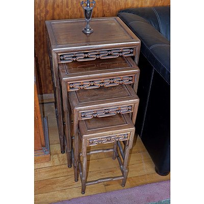 Set of Four Chinese Hongmu Rosewood Nesting Tables, Early 20th Century