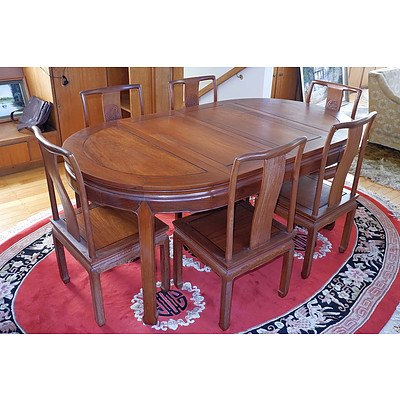 Chinese Rosewood Two Leaf Extension Dining Suite