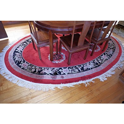 Chinese Sculpted Wool Pile Oval Rug