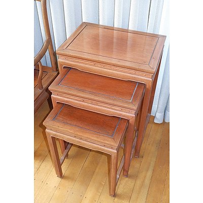 Set of Three Chinese Rosewood Nesting Tables