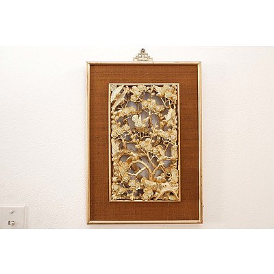Chinese Carved and Pierced Giltwood Panel
