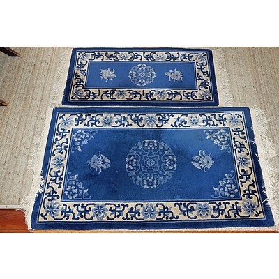 Two Chinese Sculpted Wool Pile Rugs