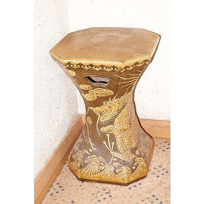 Chinese Glazed Stoneware Dragon Stool