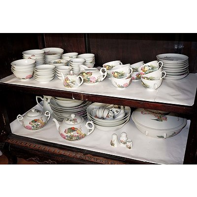 Extensive Chinese Export Famille Rose Porcelain Dinner Service Decorated with Pheasants and Peony, Jiujiang 20th Century