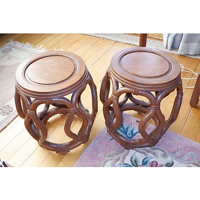 Pair of Chinese Rosewood Drum Stools