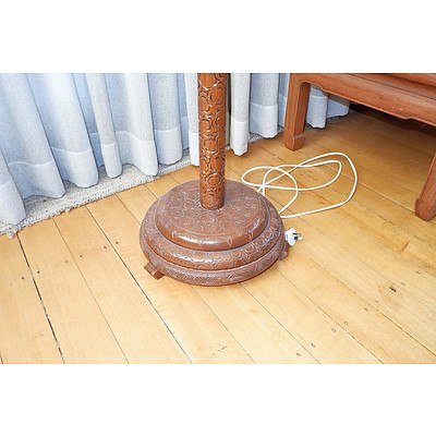 Carved Chinese Standard Lamp