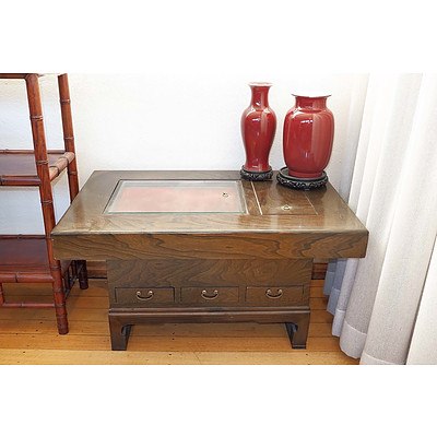 Japanese Elm Hibachi Table with Copper Liner