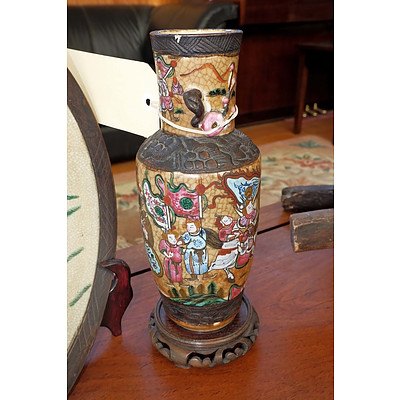 Chinese Famille Rose and Iron Decorated Vase and Charger, Chenghua Marks, But Circa 1900